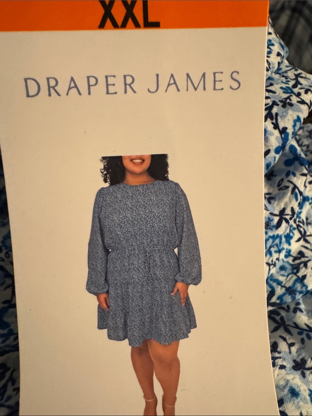 Draper James Blue Micro-Print Long-Sleeve Kids Dress